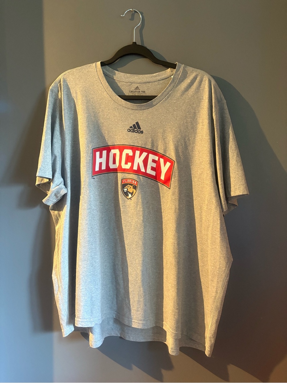 adidas Gray 'HOCKEY' Graphic Short-Sleeve Tee